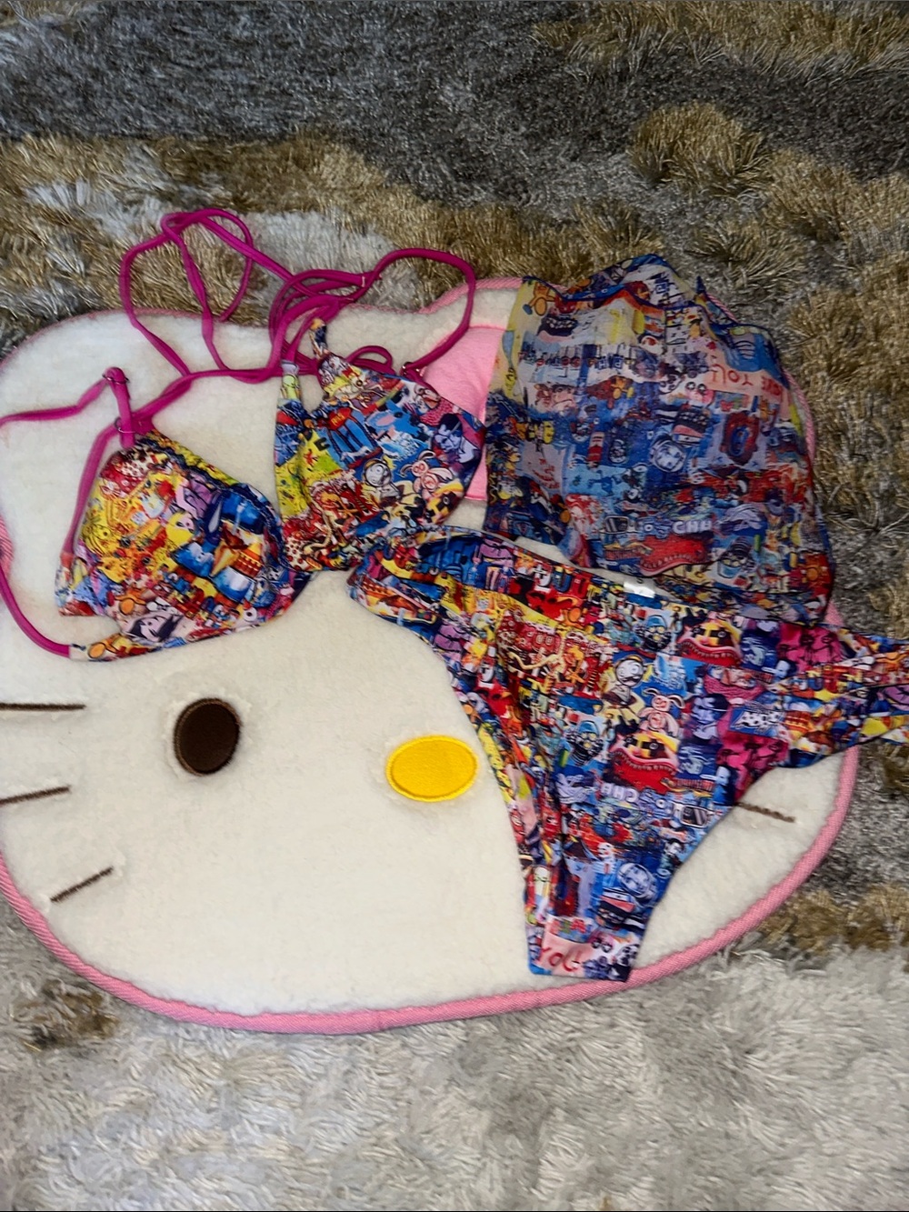 Multicolor Graphic Print Women’s Bikini Set